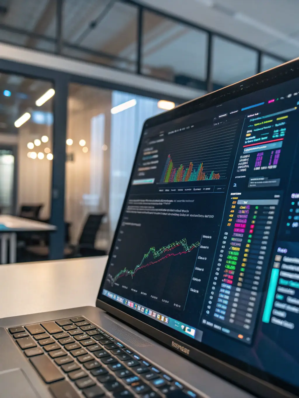 An image showing a computer screen with AI-generated content snippets and analytics dashboards, illustrating IntelliGrow's AI-Powered Content Creation service.